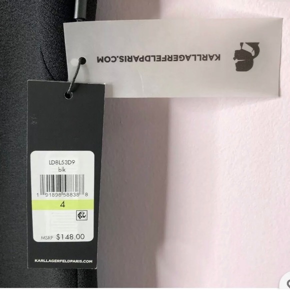 Karl Lagerfeld Embroidered Floral Mesh Black Dress - Picture 6 of 16